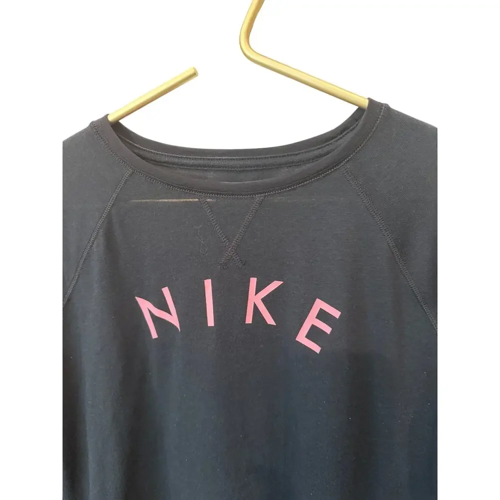 Nike Black Pink Dri Fit Long Sleeve Tee Fits Womens Medium Youth XL BV3118